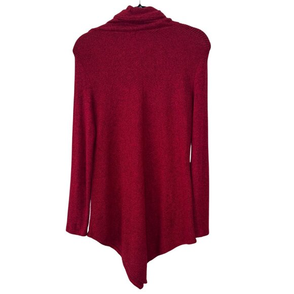 iZ Byer Red Cowl Neck Tunic Sweater Long Sleeve Handkerchief Hem Size Medium - Picture 4 of 6